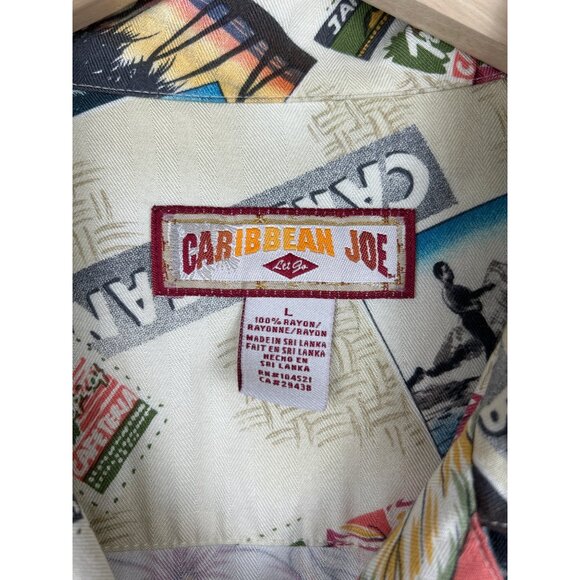 Caribbean Joe Hawaiian Shirt Tropical Print Button-Up Size Large - Picture 4 of 5